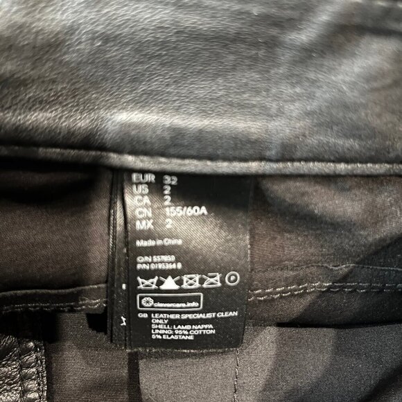 ISABEL MARANT X H&M BLACK NAPPA LEATHER LACE UP LEG MOTO TROUSER PANT EUC 2 - Picture 13 of 14